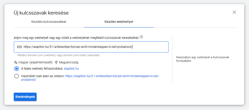 Keresési mennyiség és előrejelzések megtekintése